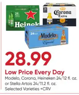 Stater Bros Modelo, Corona, Heineken 24/12 fl. oz. or Stella Artois 24/11.2 fl. oz offer