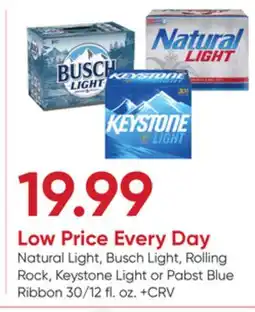 Stater Bros Natural Light, Busch Light, Rolling Rock, Keystone Light or Pabst Blue Ribbon offer