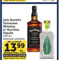 Vons Jack Daniel's Tennessee Whiskey or Hornitos Tequila offer