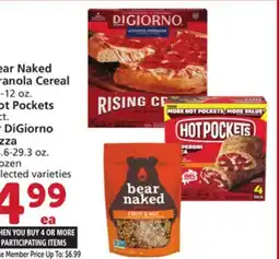 Vons Bear Naked Granola Cereal 11-12 oz. Hot Pockets 4 ct. or DiGiorno Pizza 14.6-29.3 oz offer