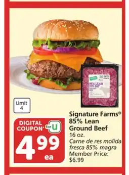 Vons Signature Farms 85% Lean Ground Beef offer
