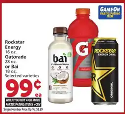Vons Rockstar Energy 16 oz. Gatorade 28 oz. or Baì 18 oz offer