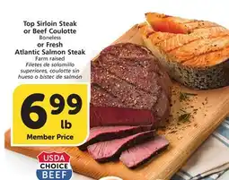 Vons Top Sirloin Steak or Beef Coulotte Boneless or Fresh Atlantic Salmon Steak offer