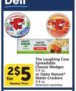 Vons The Laughing Cow Spreadable Cheese Wedges 5.4 oz. or Open Nature Water Crackers 4.4 oz offer