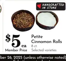 Pavilions Petite Cinnamon Rolls offer