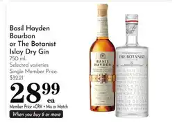 Pavilions Basil Hayden Bourbon or The Botanist Islay Dry Gin offer