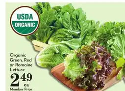 Pavilions Organic Green, Red or Romaine Lettuce offer