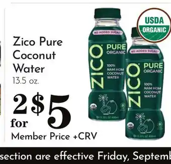 Pavilions Zico Pure Coconut Water offer
