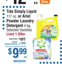 Smart & Final Tide Simply Liquid or Ariel Powder Laundry Detergent offer