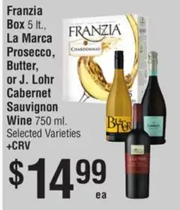 Smart & Final Franzia Box, La Marca Prosecco, Butter, or J. Lohr Cabernet Sauvignon Wine offer