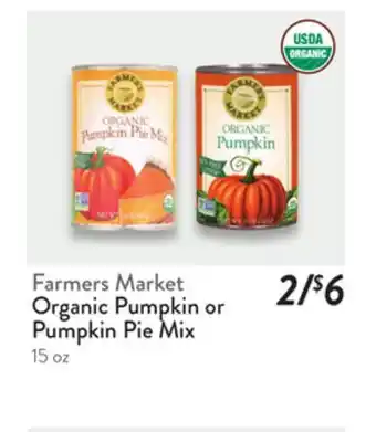 Fresh Thyme Farmers Market Organic Pumpkin or Pumpkin Pie Mix offer