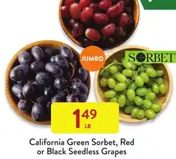 Fresh Thyme California Green Sorbet, Red or Black Seedless Grapes offer