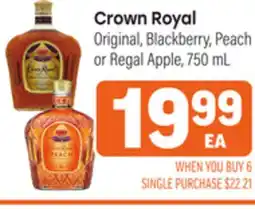 Tony’s Fresh Market Crown Royal Original, Blackberry, Peach or Regal Apple offer