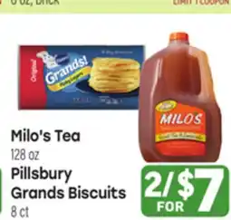 Tony’s Fresh Market Milo's Tea 128oz, Pillsbury Grands Biscuits, 8 ct offer