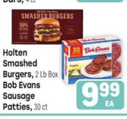Tony’s Fresh Market Holten Smashed Burgers, 2Lb Box Bob Evans Sausage Patties, 30ct offer