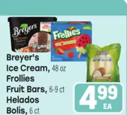 Tony’s Fresh Market Breyer's Ice Cream, 48 oz Frollies Fruit Bars, 6-9 ct Helados Bolis, 6ct offer
