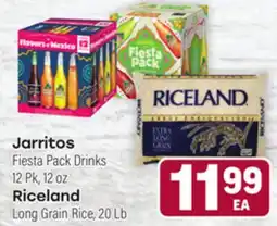 Tony’s Fresh Market Jarritos Fiesta Pack Drinks 12 Pk, 12 oz Riceland Long Grain Rice, 20 Lb offer