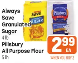 Tony’s Fresh Market Always Save Granulated Sugar 4 lb, Pillsbury All Purpose Flour 5lb offer