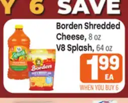 Tony’s Fresh Market Borden Shredded Cheese 8oz V8 Splash, 64oz offer