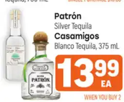 Tony’s Fresh Market Patrón Silver Tequila Casamigos Blanco Tequila, 375mL offer