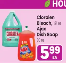 Tony’s Fresh Market Cloralen Bleach, 121 oz, Ajax Dish Soap, 90 oz offer