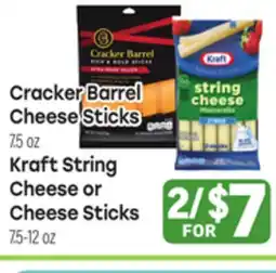 Tony’s Fresh Market Cracker Barrel Cheese Sticks 7.5 oz Kraft String Cheese or Cheese Sticks 7.5-12oz offer