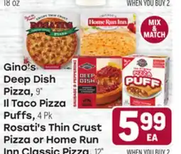Tony’s Fresh Market Giordano's Deep Dish Pizza 9, II Taco Pizza Puffs, Home Run Inn Classic Thin Crust Pizza 12 offer