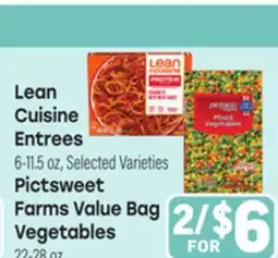 Tony’s Fresh Market Lean Cuisine Entrees, 6-11.5 oz, Pictsweet Farms Value Bag Vegetables, 22-28oz offer