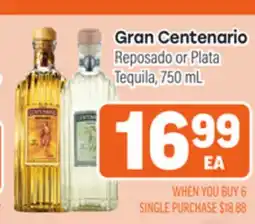 Tony’s Fresh Market Gran Centenario Reposado or Plata Tequila offer