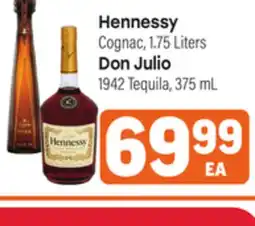 Tony’s Fresh Market Hennessy Cognac, 1.75 Liters, Don Julio 1942 Tequila, 375mL offer