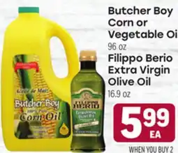 Tony’s Fresh Market Butcher Boy Corn or Vegetable Oil 96 oz, Filippo Berio Extra Virgin Olive Oil 16.9 oz offer