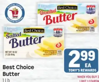 Tony’s Fresh Market Best Choice Butter offer