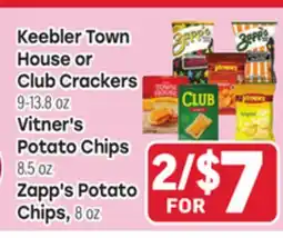 Tony’s Fresh Market Keebler Town House or Club Crackers 9-13.8oz Vitner's Potato Chips 8.5oz Zapp's Potato Chips, 8oz offer