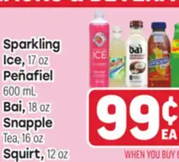 Tony’s Fresh Market Sparkling Ice, 17 oz Peñafiel 600 mL, Bai, 18 oz, Snapple Tea, 16 oz, Squirt, 12 oz offer