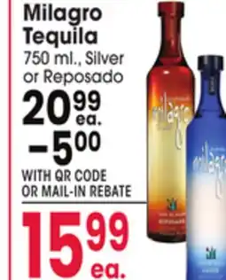 Jewel-Osco Milagro Tequila 750 ml., Silver or Reposado offer