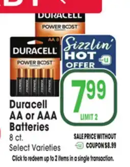 Jewel-Osco Duracell AA or AAA Batteries offer