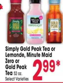 Jewel-Osco Simply Gold Peak Tea or Lemonde, Minute Maid Zero or Gold Peak Tea offer