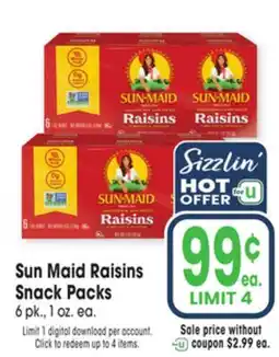 Jewel-Osco Sun Maid Raisins Snack Packs offer