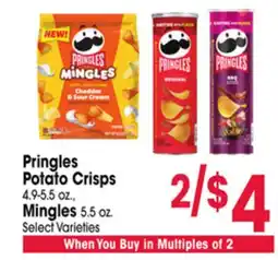Jewel-Osco Pringles Potato Crisps 4.9-5.5 oz., Mingles 5.5 oz offer