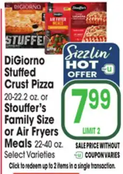 Jewel-Osco DiGiorno Stuffed Crust Pizza 20-22.2 oz. or Stouffer's Family Size or Air Fryers Meals 22-40 oz offer