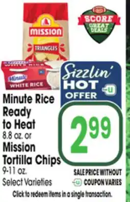 Jewel-Osco Minute Rice Ready to Heat 8.8 oz. or Mission Tortilla Chips 9-11 oz offer