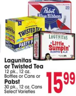 Jewel-Osco Lagunitas or Twisted Tea 12 pk., 12 oz. Bottles or Cans or Pabst 30 pk., 12 oz. Cans offer