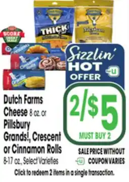 Jewel-Osco Dutch Farms Cheese 8 oz. or Pillsbury Grands!, Crescent or Cinnamon Rolls 8-17 oz offer
