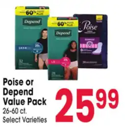 Jewel-Osco Poise or Depend Value Pack offer