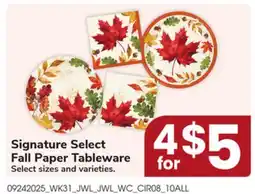 Jewel-Osco Signature Select Fall Paper Tableware offer