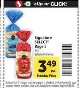 Safeway Signature SELECT Bagels offer