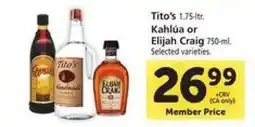 Safeway Tito's, Kahlúa or Elijah Craig offer