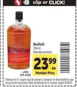 Safeway Bulleit offer