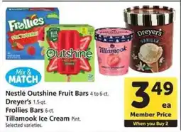 Safeway Nestlé Outshine Fruit Bars, Dreyer’s, Frollies Bars, Tillamook Ice Cream offer