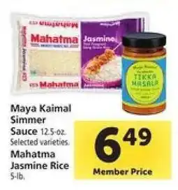 Safeway Maya Kaimal Simmer Sauce & Mahatma Jasmine Rice offer